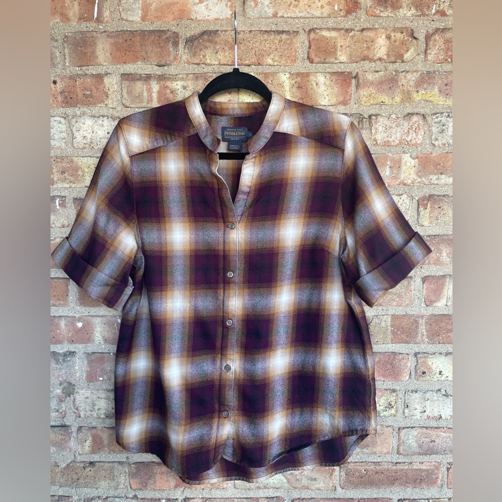 Pendleton Wool Plaid Button-Up Blouse - image 1